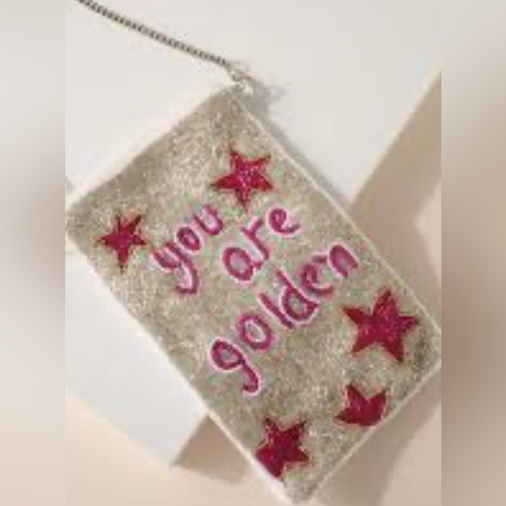 You are Golden Crossbody Bag beaded NWT